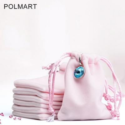 China Custom Jewelry Gift Packaging Pouch Bag Drawstring Jewelry Velvet Pouch Bags With Logo for sale