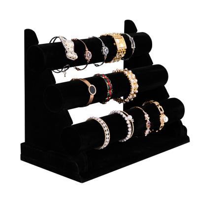 China Wholesale Flannel Morden China Bracelet Bangle Bracelets Shelf Watch Display Stand Multi-Layer Rack for sale