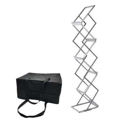 China Exhibition Hall New Original Metal Shelf Black Magazine Rack Portable Folding Literature Rack With Price for sale