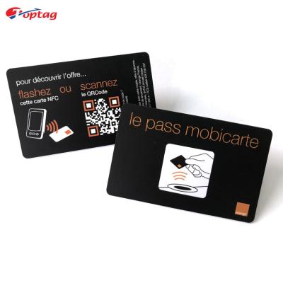 China Waterproof / Waterproof Programmable Toptag 13.56MHz RFID PVC Smart Card NFC Black Card for sale