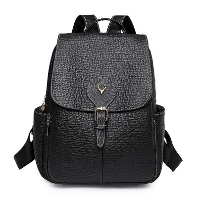 China New waterproof soft PU leather backpack ladies backpack travel backpack large capacity simple messenger bag for sale