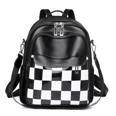 China Wholesale New Fashion PU Ladies Plaid Waterproof Backpack Stain Waterproof Ladies Backpack for sale