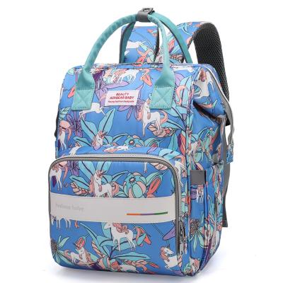 China New Fashion Floral Design Multifunctional Mom Diaper Bag Backpack Waterproof With Changing Mat for sale