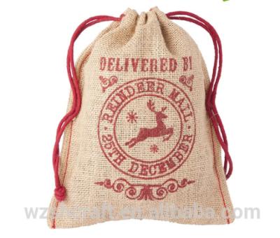 China Durable Cheap Factory Customized Original Hessian Large Christmas Day Gift Santa Bag for sale