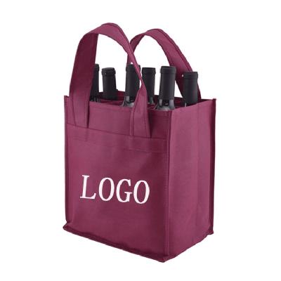 China Custom Handled 6 Bottle Tote Christmas Wine Bottle Gift Bag for sale