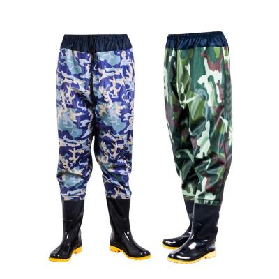 China Widely used in professional water proof camouflage of water related works fishing waders pants chest wader with boots for sale