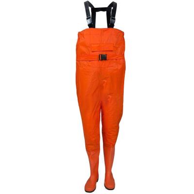 China Widely used in water related work orange waterproof anti-leakage safety protection fishing wader pants for sale