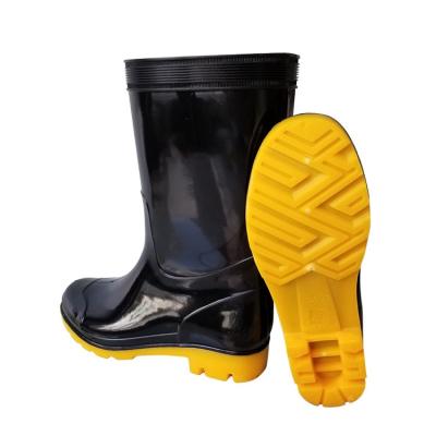 China Fashion Trend Puncture Anti Acid Resistance PVC Plastic Waterproof Black Rain Boots Mens Boots for sale