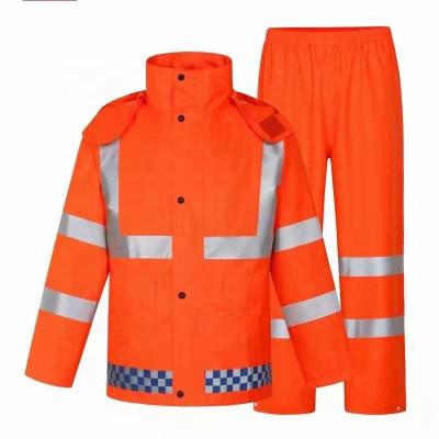 China New design low price water proof hi-strength unisex durable softshell traffic police orange waterproof windproof raincoat for sale