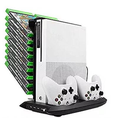 China Multifuction Dual Stand Vertical Holder Stand Fan Vertical Controller Charging Station with Game Storage Holder for Xbox One Slim for sale