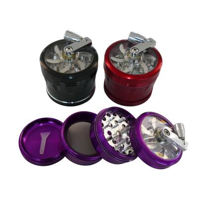 China Aircraft Aluminum 6063 Lightning JC7012 Style Smoking Accessories Herb Grinder Grinder Metal Hand Aircraft 4 Parts 63mm Aluminum Crank Herb Grinder for sale