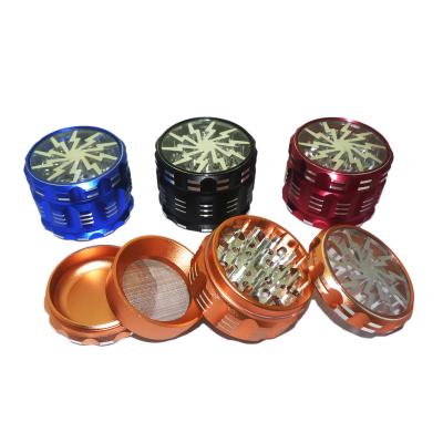 China JC7022 Hidden Drum Shape Aluminum 6063 Aluminum Aircraft Tooth Herb Grinder Accessories Transparent High Quality Herb Grinder for sale