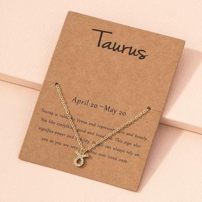 China TRENDY Rhinestone CZ Decor Zodiac Sign Charm Necklace for sale