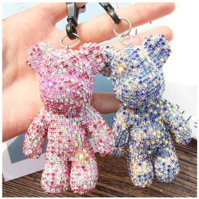 China Crystal Fashion Full Dianmond Bling Bear Key Chain Cute Women's Handbag Decroations Key Chain Accesspries for sale