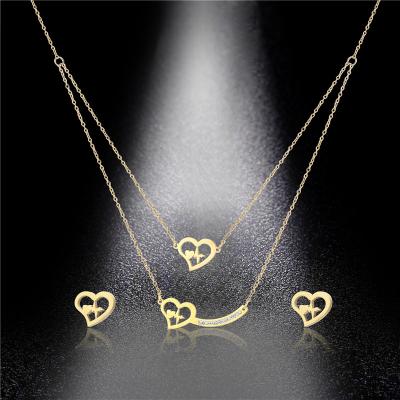 China New Arrivals CLASSIC Stainless Steel Initial Letter Gold Plated African Women Necklace And Earring Jewelry Set for sale