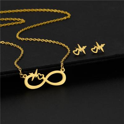 China New Arrivals CLASSIC Stainless Steel Initial Letter Gold Plated African Women Necklace And Earring Jewelry Set for sale