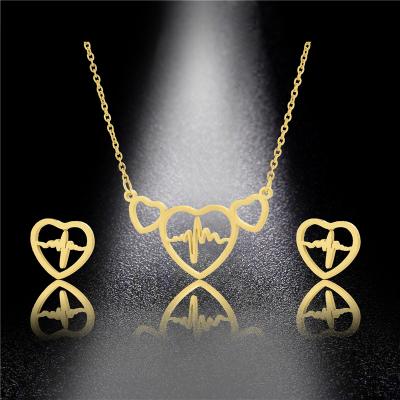 China CLASSIC New Arrivals Fashion Stainless Steel Jewelry Sets Pendant Necklace Earrings And Stud Jewelry Set for sale