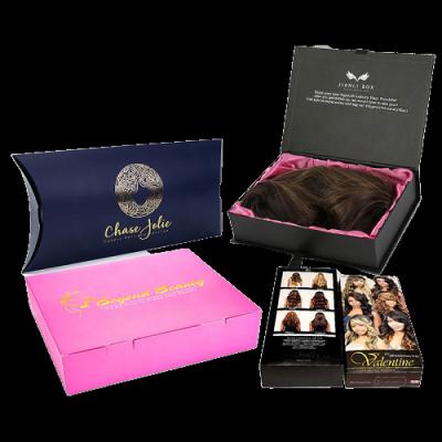 China Luxury Recyclable Free Design Cardboard Hair Extension And Wig Packaging Box for sale