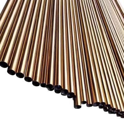 China Industry 1.0mm Wall Stainless Steel Tubing SS304/SS304L /SS316/SS316L Thin Color Stainless Steel Decorative Golden Round Pipe for sale