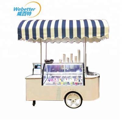 China high performance & beautiful design beautiful push mobile fried ice cream street selling cart for sale for sale