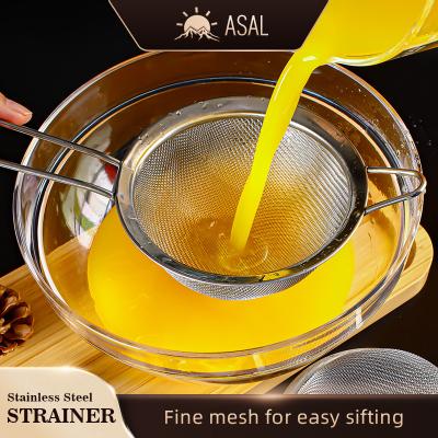 China Metal Stainless Steel Soy Milk Juice Filter Strainer Household Kitchen Filter Strainer Scoop Friction Dish Superfine Oil Separator for sale