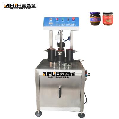 China Semi Automatic Chili Sauce Vacuum Capping Machine / Vacuum Glass Bottle Tightening Machine Eco-friend for sale