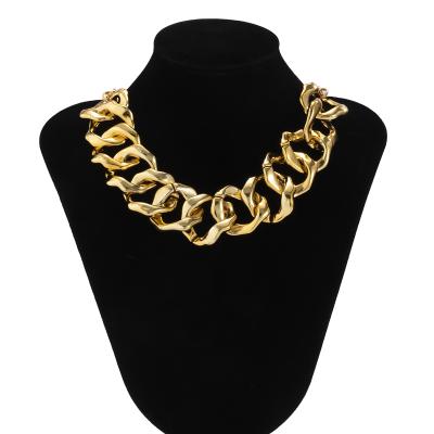 China Limited Edition Necklace Broken Gold Thick Punk Aluminum Chain Necklace Ladies Custom Exaggerated Gold Plated Necklace for sale