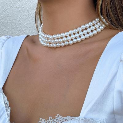 China Necklace Factory Recommend New Products Customized Jewelry Imitation Freshwater Pearl Baroque Multilayer Ladies Necklace for sale