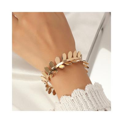 China Wholesale copper gold plated bracelet rule leaf bracelet foreign trade copper leaf bracelet dominant personality gold plated bracelet for sale