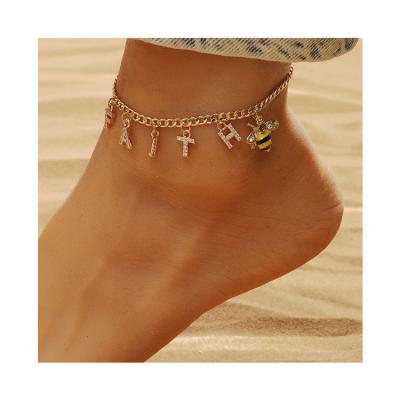 China Wholesale New Titanium English Alphabet Uppercase Letter Anklet Stain English Letter Border Steel Antique English Anklet for sale