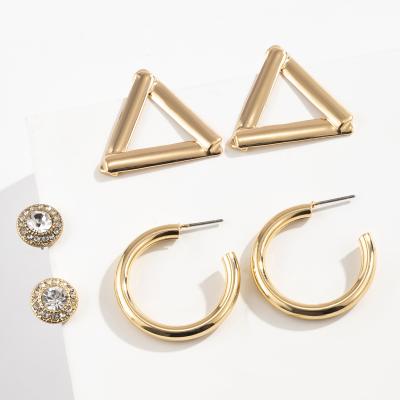 China Aliexpress hot selling earring mix and match simple geometric c-shaped semicircle triangle facelift earring set for sale