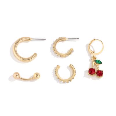 China Earring manufacturers selling and American European hot style diamond-studded cherry earring set for sale