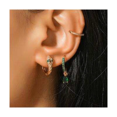 China Net red women's earrings personality temperament cold wind niche earrings European and American net red snake green cobra fashion for sale