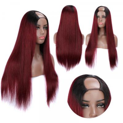 China Body Wave Wholesale U Part 99J Burgundy Wig Human Hair 10A Virgin Brazilian Body Wave Hair Wigs U Part Wigs For Black Woman for sale