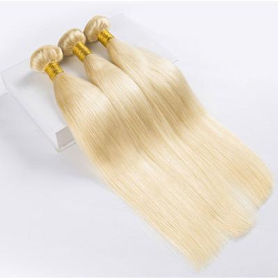 China Kinky Curl 613 Color Blonde Virgin Hair Straight Hair Bundles With Closure for sale