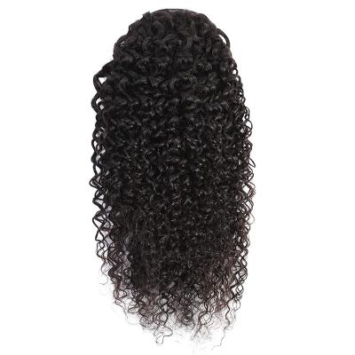 China French Curl Afro Kinky Curly Wrap Around Pony Tail Brazilian Remy Clip In drawstring Human Hair Ponytail Extension for sale