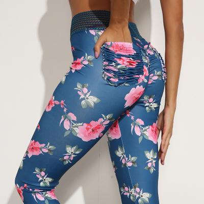 China Flower Belly Pants Antibacterial Pattern Leggings High Waist Print Yoga Tight Hot Sports Use Women Yoga Leggings for sale