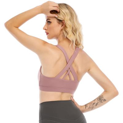 China Antibacterial Sexy Underwear Back Beauty Cross Strap Yoga Vest Fitness Sports Bra for sale