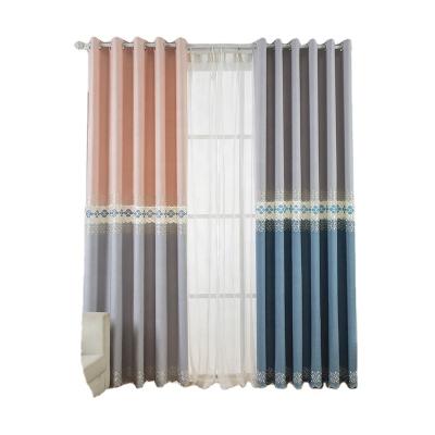 China Blackout solid color curtain fabric, living room and bedroom thick shading linen single splicing fabric processing customizationation for sale