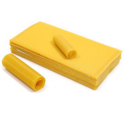 China Cultivate bee frames beekeeping tools high quality 100% pure beeswax comb base premium yellow leaf for sale