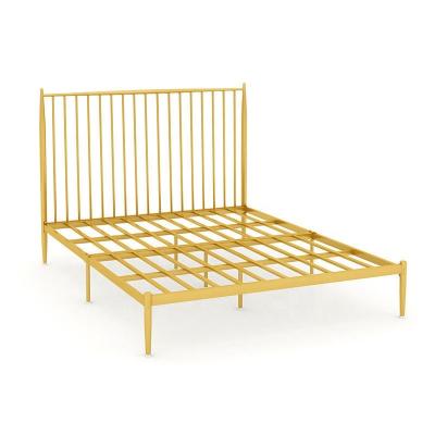 China Luxury Simple Modern Nordic Golden Light Bed Iron Bed Creative Bedroom Suite 1.5m 1.8m for sale