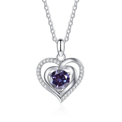 China CLASSIC LADY Classic GEMS Style 1 Carat S925 Sterling Silver Fine Jewelry Romantic Heart Shape Moissanite Engagement Pendant Necklace for sale