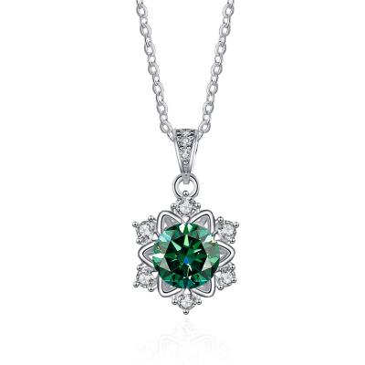 China Cute Silver GEMS LADY S925 VVS Moissanite Necklace Chain For Women 1 Carat Cute Flower Shape Multi Colors Moissanite Pendant Necklace for sale