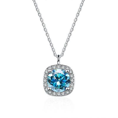 China Classic LADY Style 1 Carat GEMS CLASSIC Square Shape Moissanite Pendant Necklace For Female Anniversary Celebration S925 Silver Necklace for sale