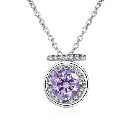 China Romantic GEMS LADY 1 Carat Moissanite Pendant Necklace For Female S925 Sterling Silver Fine Jewelry Geometric Shape Necklace for sale