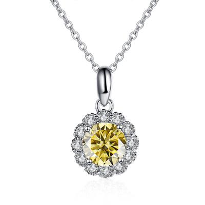 China GEMS LADY Fashion Cute 1 Carat Moissanite Pendant Necklace For Women Silver Fine Jewelry Cute Flower Shape Anniversary Necklace S925 for sale