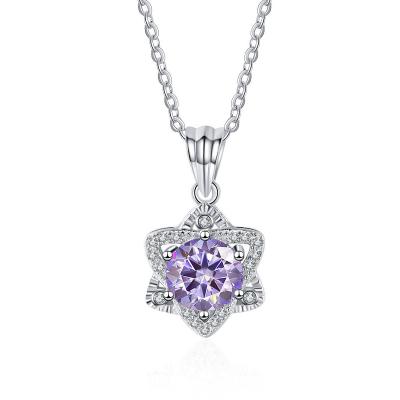 China FASHIONABLE LADY New Trendy GEMS Star Shape S925 Sterling Silver Necklace For Female Couples Gifts Birthday Party Moissanite Pendant Necklace for sale