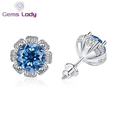 China LADY Trendy Moissanite Cute GEMS Earrings with S925 Sterling Silver for Girls Cute Flower Shape Jewelry for Birthday Anniversary Gift for sale