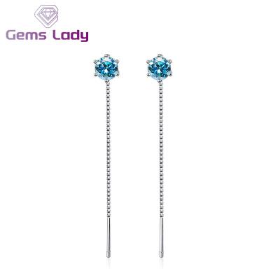 China CLASSIC LADY Multi Color GEMS Moissanite with 5mm and 6.5mm drop earrings for female jewelry S925 Sterling Silver Earrings Simple Design for sale