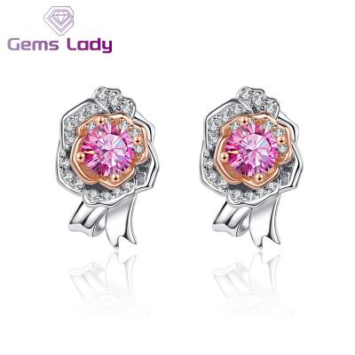 China LADY'S FASHION Jewelry New Series S925 Sterling Silver Stud Earrings GEMS Moissanite With Simple Style Flower Shape For Women Engagement for sale